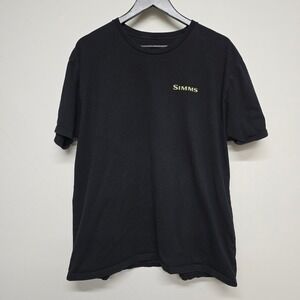 Simms Fishing T-Shirt Mens XL Black Cotton Graphic Fish Logo Outdoor